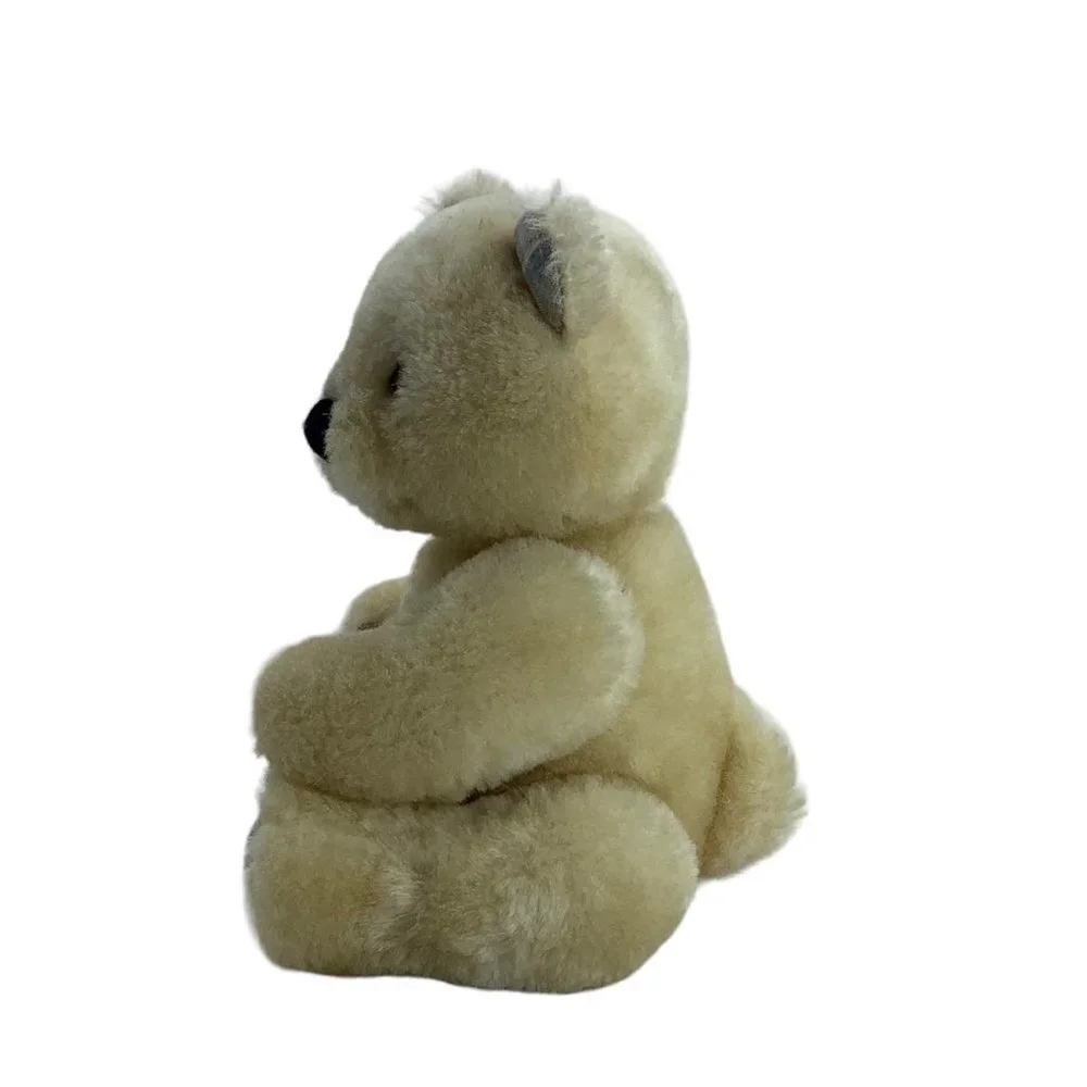 Vtg 1985 Dakin‎ Teddy Bear Plush Stuffed Animal Cream Jointed Plaid Accents 8